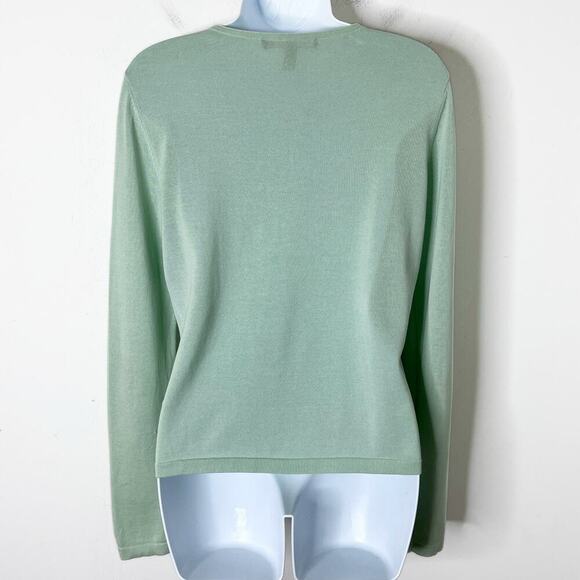 Company Ellen Tracy Women's Cardigan Sweater M Mint Green Button Front Crew Neck - Picture 3 of 7